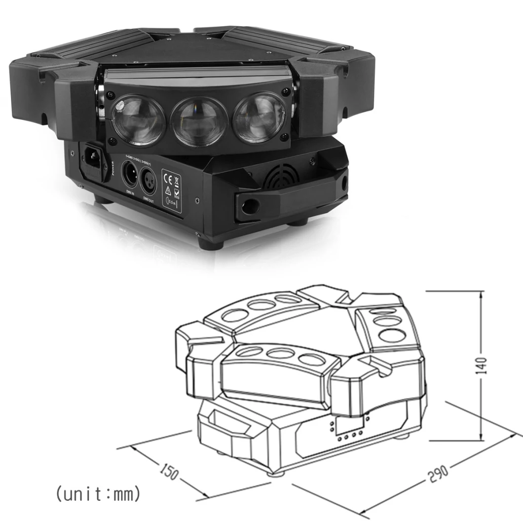 LED Professional Moving Head Beam 9 Eyes Spider Light Stage DJ DMX512 Control