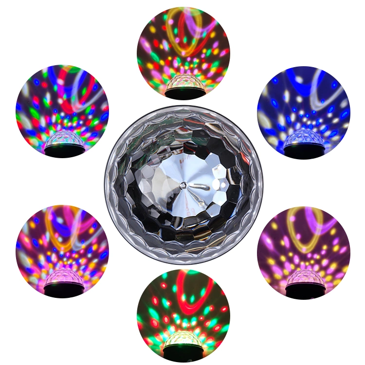 LED Stage Lights Disco Ball Speaker Auto Color Change Lighting 6W Crystal Magic Ball Light for KTV DJ Party