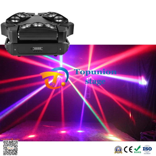 9PCS X 10W RGB LED Spider Beam luz de cabeça móvel para festa de casamento